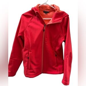 Kirkland Jacket coat fleece lined Hooded Womans zip coral red size Medium